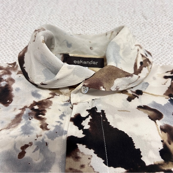 Eskandar 100% Silk Abstract Print Shirt – Oversized Fit - Picture 6 of 13